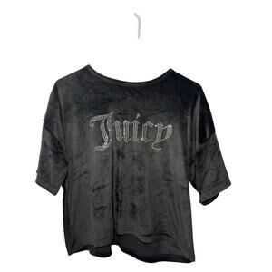 Juicy Couture Black Velour Rhinestone Sleepwear Top Size L